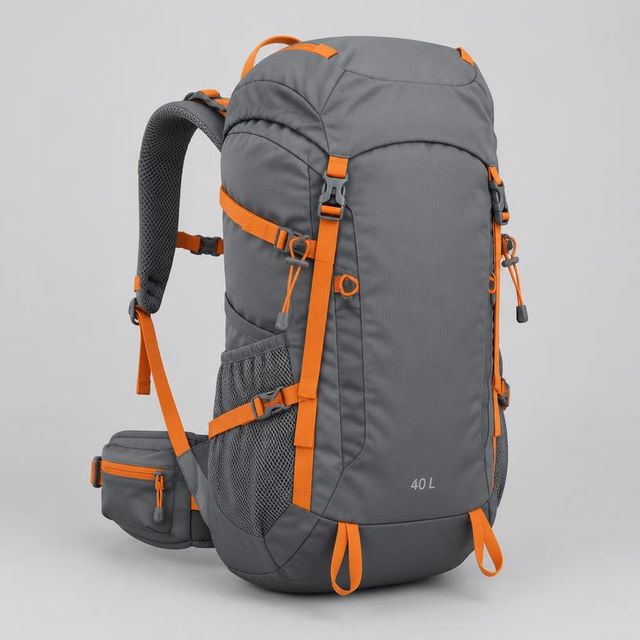 Szaro-pomarańczowy plecak turystyczny 40 l