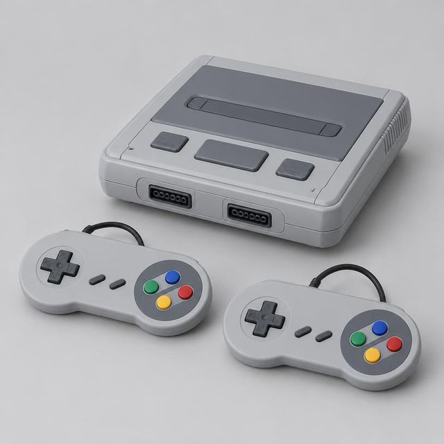 Szara konsola 16-bit z dwoma padami