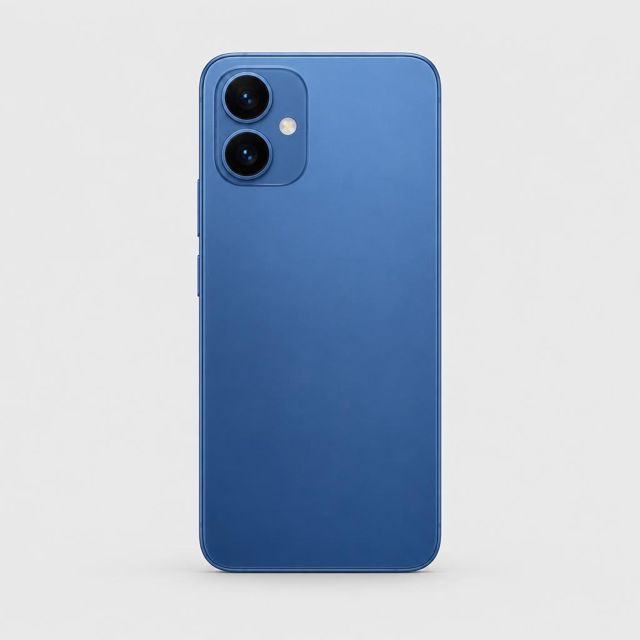 Niebieski smartfon, tył z podwójnym aparatem