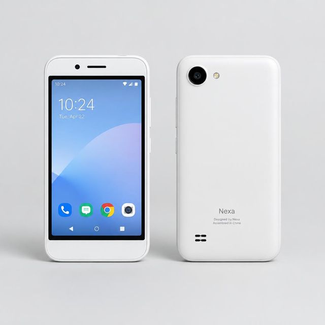 Biały kompaktowy smartfon, przód i tył